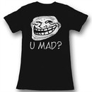 You Mad Juniors Shirt U Mad Funny Troll Black Tee T-Shirt