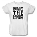 Zombie Ladies T-Shirt I Survived The Rapture White Tee Shirt