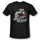 Zoolander Shirt Slim Fit V Neck Obey My Dog Black Tee T-Shirt