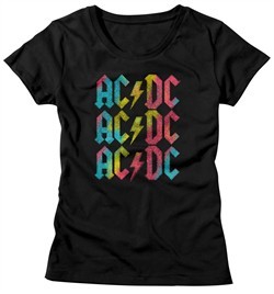 AC/DC Shirt Juniors Multicolor Band Logo Black T-Shirt