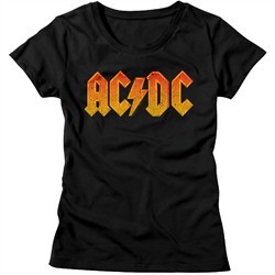 AC/DC Shirt Juniors Orange Band Logo Black T-Shirt