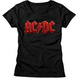 AC/DC Shirt Juniors Red Band Logo Black T-Shirt