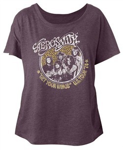 Aerosmith Ladies Shirt Get Your Wings US Tour 1974 Purple Dolman T-Shirt