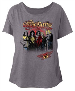 Aerosmith Ladies Shirt Rock Band Group Photo Grey Dolman T-Shirt