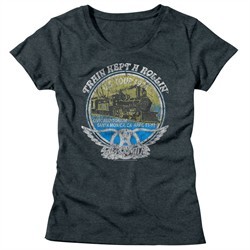 Aerosmith Shirt Juniors Train Kept A Rollin Tour 1974 Dark Grey T-Shirt