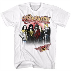Aerosmith Shirt Rock Band Group Photo White T-Shirt