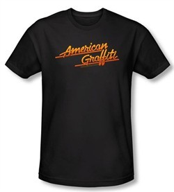 American Graffiti Slim Fit T-shirt Neon Logo Adult Black Tee Shirt