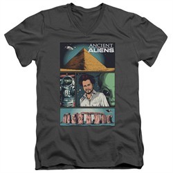 Ancient Aliens Slim Fit V-Neck Shirt Comic Page Charcoal T-Shirt