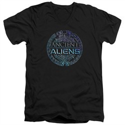 Ancient Aliens Slim Fit V-Neck Shirt Symbol Logo Black T-Shirt