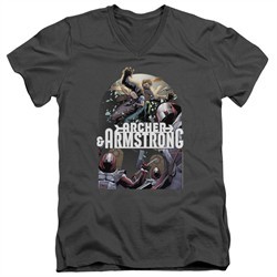 Archer & Armstrong Slim Fit V-Neck Shirt Dropping In Charcoal T-Shirt