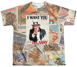 Army Shirt I Want You Sublimation Youth T-Shirt Front/Back Print