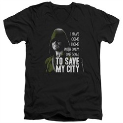 Arrow Shirt Slim Fit V-Neck Save My City Black T-Shirt