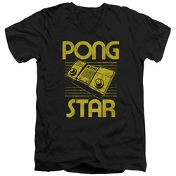 Atari Slim Fit V-Neck Shirt Pong Star Black T-Shirt