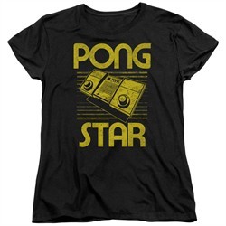 Atari Womens Shirt Pong Star Black T-Shirt