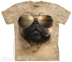 Aviator Pug Shirt Tie Dye Adult T-Shirt Tee