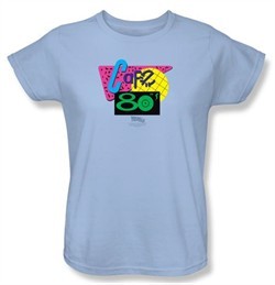 Back To The Future II Ladies T-shirt Movie Cafe 80s Light Blue Shirt