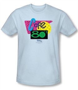 Back To The Future II Slim Fit T-shirt Cafe 80s Adult Light Blue Shirt