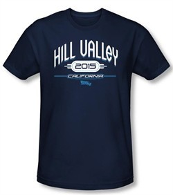 Back To The Future II Slim Fit T-shirt Hill Valley 2015 Navy Shirt