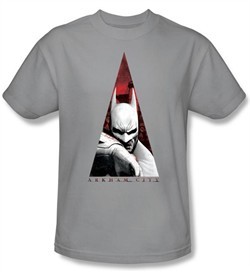 Batman T-Shirt ? Arkham City Bat Triangle Adult Silver Tee