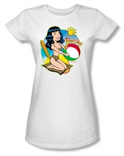 Betty Page Shirt Beach Bettie White Juniors T-shirt