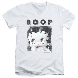 Betty Boop Slim Fit V-Neck Shirt Not Fade Away White T-Shirt