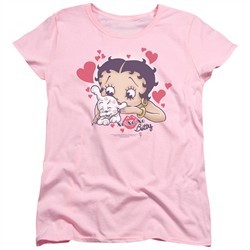Betty Boop Womens Shirt Puppy Love Pink T-Shirt