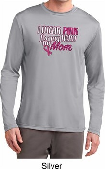 Breast Cancer Pink for My Hero Mens Dry Wicking Long Sleeve Shirt