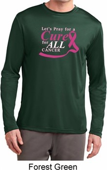 Breast Cancer Pray for a Cure Mens Dry Wicking Long Sleeve Shirt