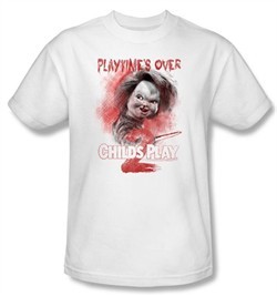 Child's Play 2 T-shirt Movie Playtime's Over Adult White Tee Shirt