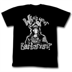 Conan Shirt Whos Your Barbarian Adult Black Tee T-Shirt
