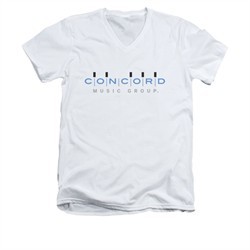 Concord Music Group Shirt Slim Fit V-Neck Logo White T-Shirt