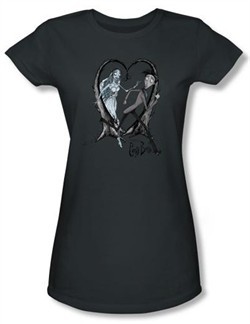 Corpse Bride Juniors T-Shirt Warner Bros Runaway Groom Charcoal Shirt