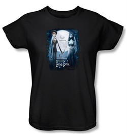 Corpse Bride Ladies T-Shirt Warner Bros Movie Poster Black Shirt