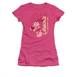 Courage The Cowardly Dog Shirt Juniors Running Scared Hot Pink Tee T-Shirt