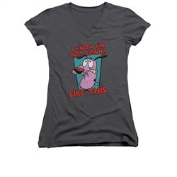Courage The Cowardly Dog Shirt Juniors V Neck Not Gonna Like Charcoal Tee T-Shirt