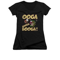 Courage The Cowardly Dog Shirt Juniors V Neck Ooga Booga Booga Black Tee T-Shirt