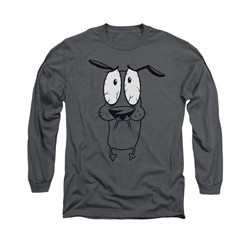 Courage The Cowardly Dog Shirt Scared Long Sleeve Charcoal Tee T-Shirt