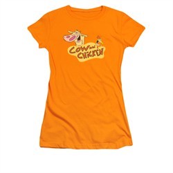 Cow & Chicken Shirt Juniors Logo Orange Tee T-Shirt