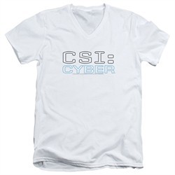 CSI Cyber Shirt Slim Fit V-Neck Logo White T-Shirt