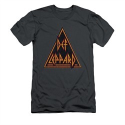 Def Leppard Shirt Slim Fit Distressed Logo Charcoal T-Shirt