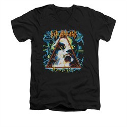 Def Leppard Shirt Slim Fit V-Neck Hysteria Black T-Shirt