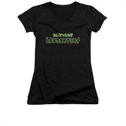 Dexter's Laboratory Shirt Juniors V Neck Dexter's Logo Black Tee T-Shirt