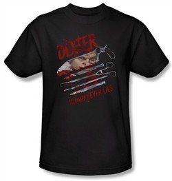 Dexter Shirt Blood Never Lies Adult Black T-Shirt Tee