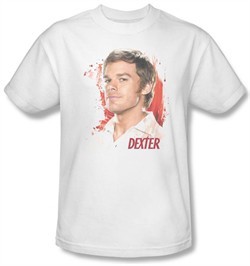 Dexter Shirt Blood Splatter Adult White T-Shirt Tee
