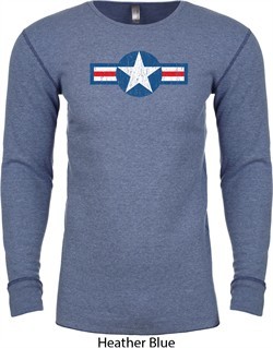 Distressed Air Force Star Long Sleeve Thermal Shirt