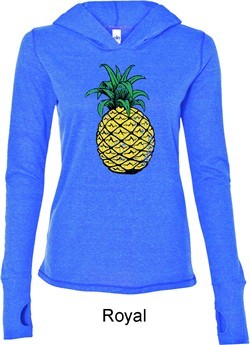Distressed Pineapple Ladies Tri Blend Hoodie Shirt