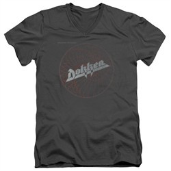 Dokken Slim Fit V-Neck Shirt Breaking The Chains Charcoal T-Shirt