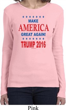 Donald Trump Shirt Make America Great Again Text Ladies Long Sleeve