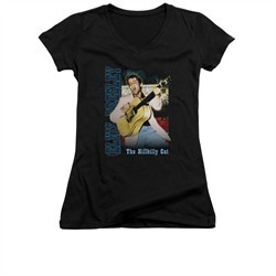 Elvis Presley Shirt Juniors V Neck The Hillbilly Cat Black T-Shirt