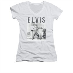 Elvis Presley Shirt Juniors V Neck With The Band White T-Shirt